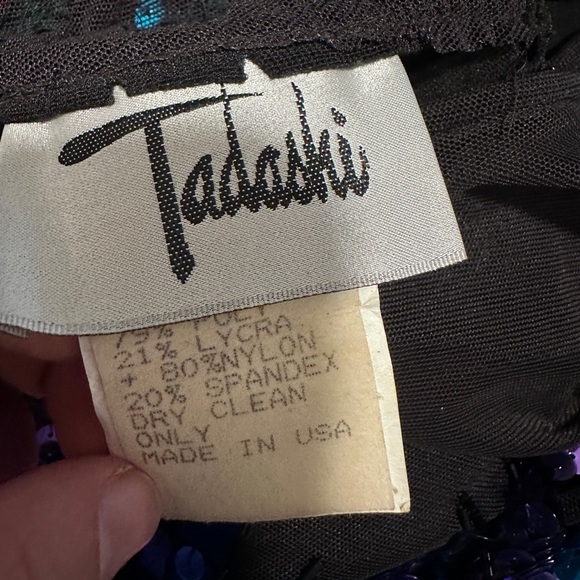 Tadashi Vintage 80’s Party Glam Women’s Small Black Sequin Mesh Dress - Picture 11 of 15